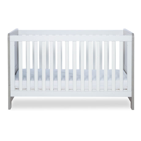 Lowest mattress height position in Ickle Bubba Pembrey Cot Bed in Ash Grey and White colour