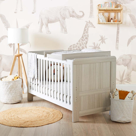 Ickle Bubba Pembrey 2-in-1 Cot Bed in Ash Grey and White colour converted into a toddler bed