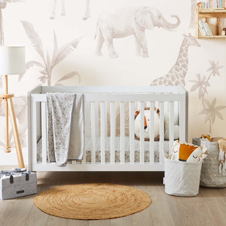 Ickle Bubba Pembrey 2-in-1 Cot Bed in Ash Grey and White colour with All Seasons Premium Pocket Sprung Mattress