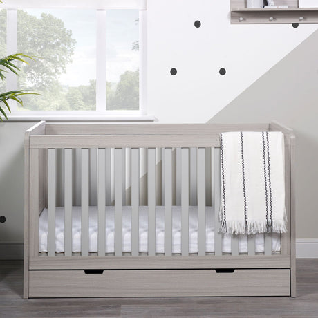 Ickle Bubba Pembrey 2-in-1 Cot Bed with Under Drawer in Ash Grey colour