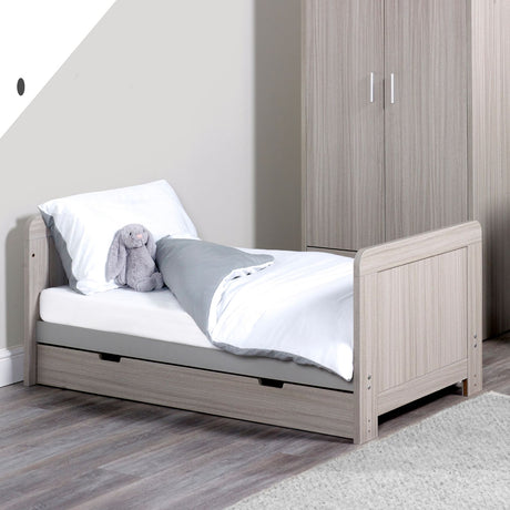 Ickle Bubba Pembrey 2-in-1 Cot Bed with Under Drawer in Ash Grey colour converted into a toddler bed