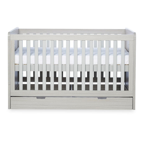 Highest mattress height position in Ickle Bubba Pembrey 2-in-1 Cot Bed with Under Drawer in Ash Grey colour with Fibre Cot Mattress