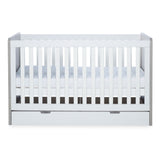 Middle mattress height position in Ickle Bubba Pembrey 2-in-1 Cot Bed with Under Drawer in Ash Grey and White colour