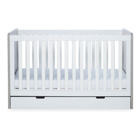 Lowest mattress height position in Ickle Bubba Pembrey 2-in-1 Cot Bed with Under Drawer in Ash Grey and White colour