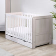 Ickle Bubba Pembrey 2-in-1 Cot Bed with Under Drawer in Ash Grey and White colour