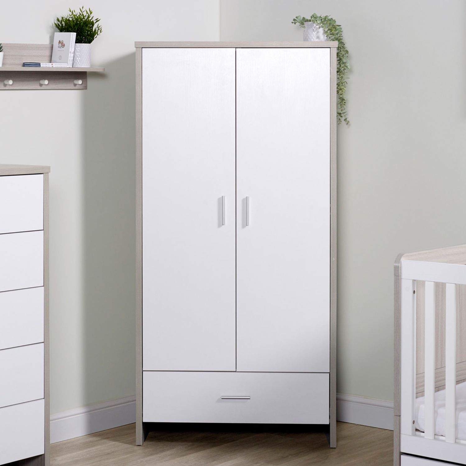 Ickle Bubba Pembrey Nursery Wardrobe in Ash Grey and White colour