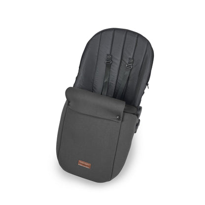 Seat unit with foot warmer included in Ickle Bubba Stomp Luxe All-in-One Travel System in Charcoal Grey colour
