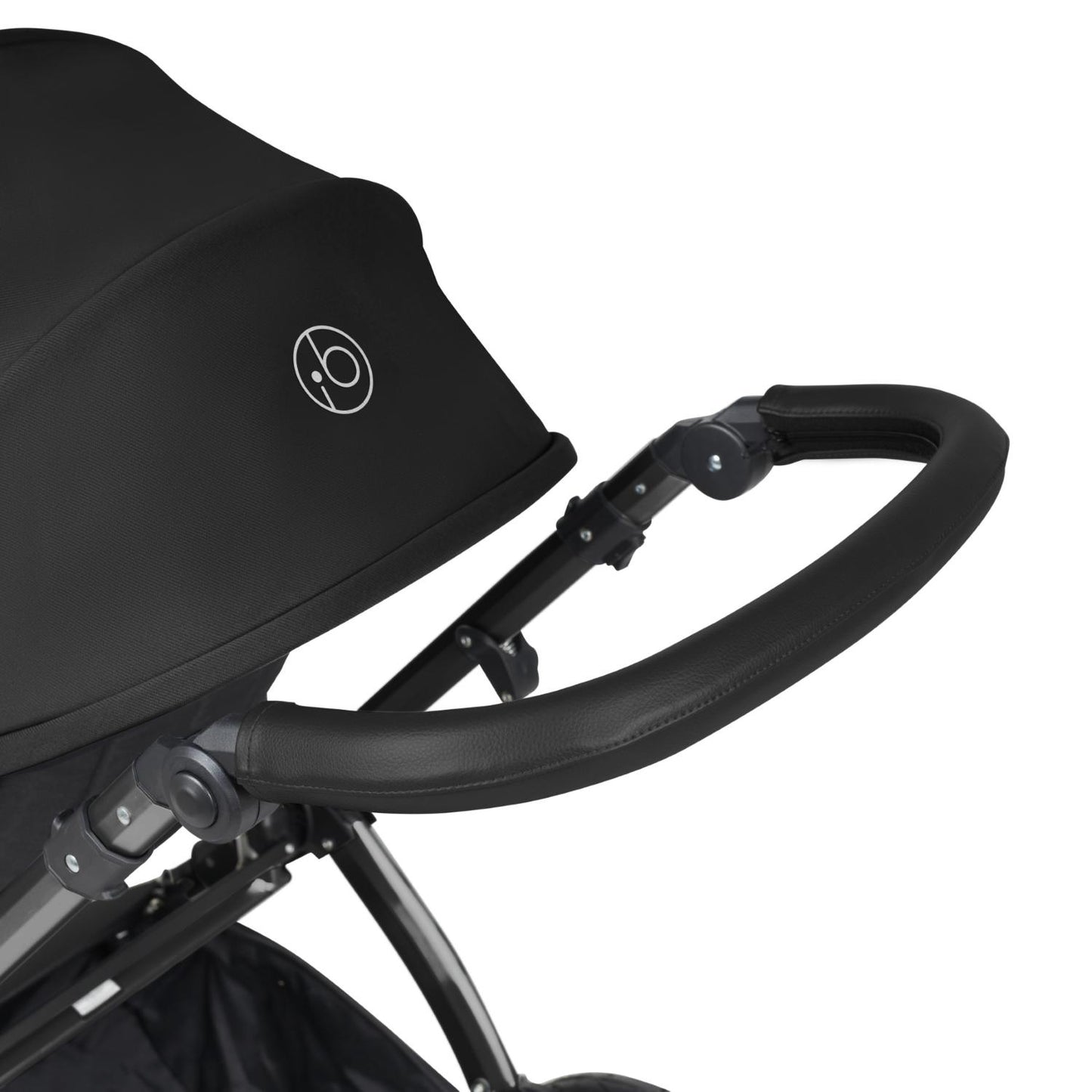 Handlebar detail of Ickle Bubba Stomp Luxe Pushchair in Midnight black colour