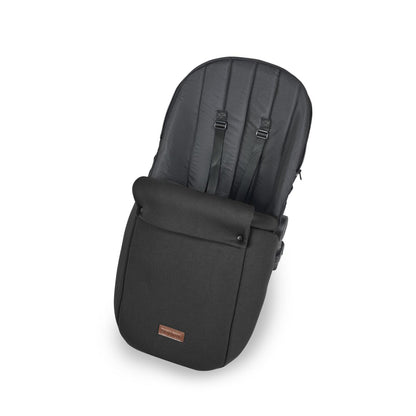 Seat unit with foot warmer included in Ickle Bubba Stomp Luxe All-in-One Travel System in Midnight black colour