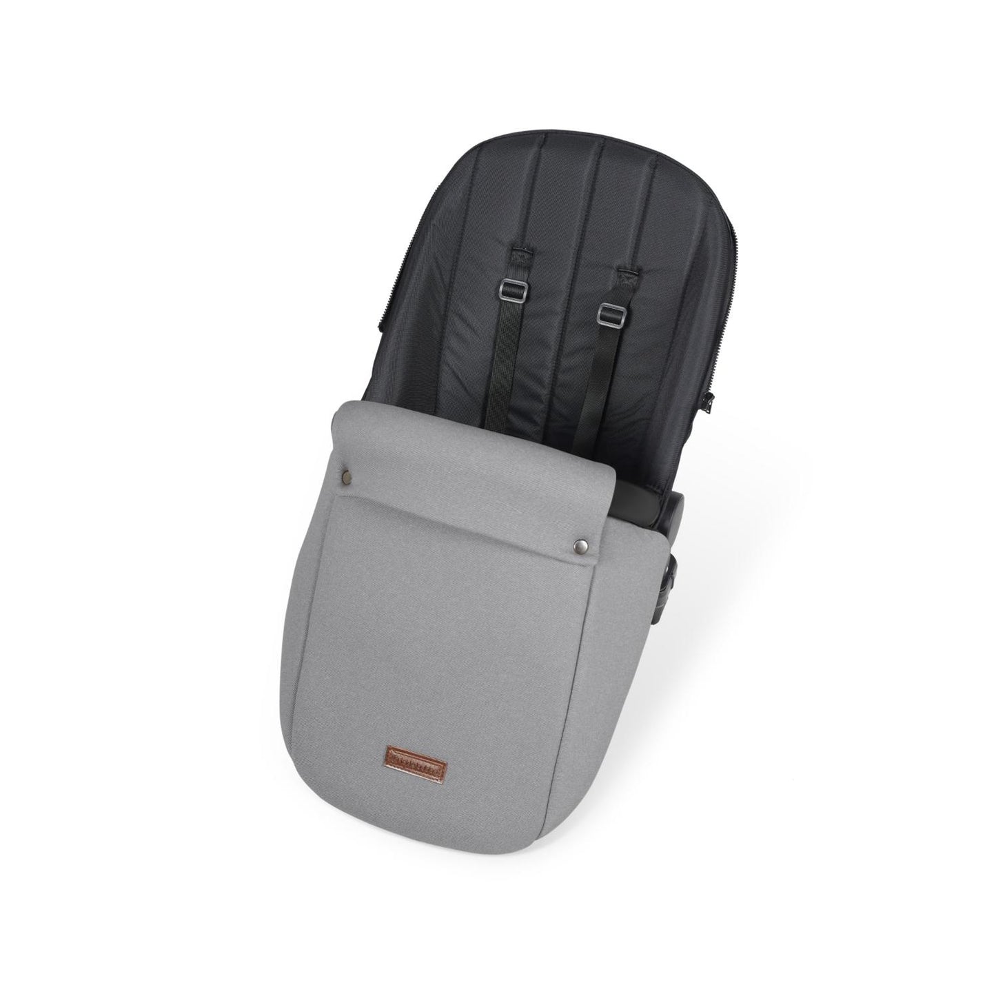 Seat unit with foot warmer included in Ickle Bubba Stomp Luxe All-in-One Travel System in Pearl Grey colour