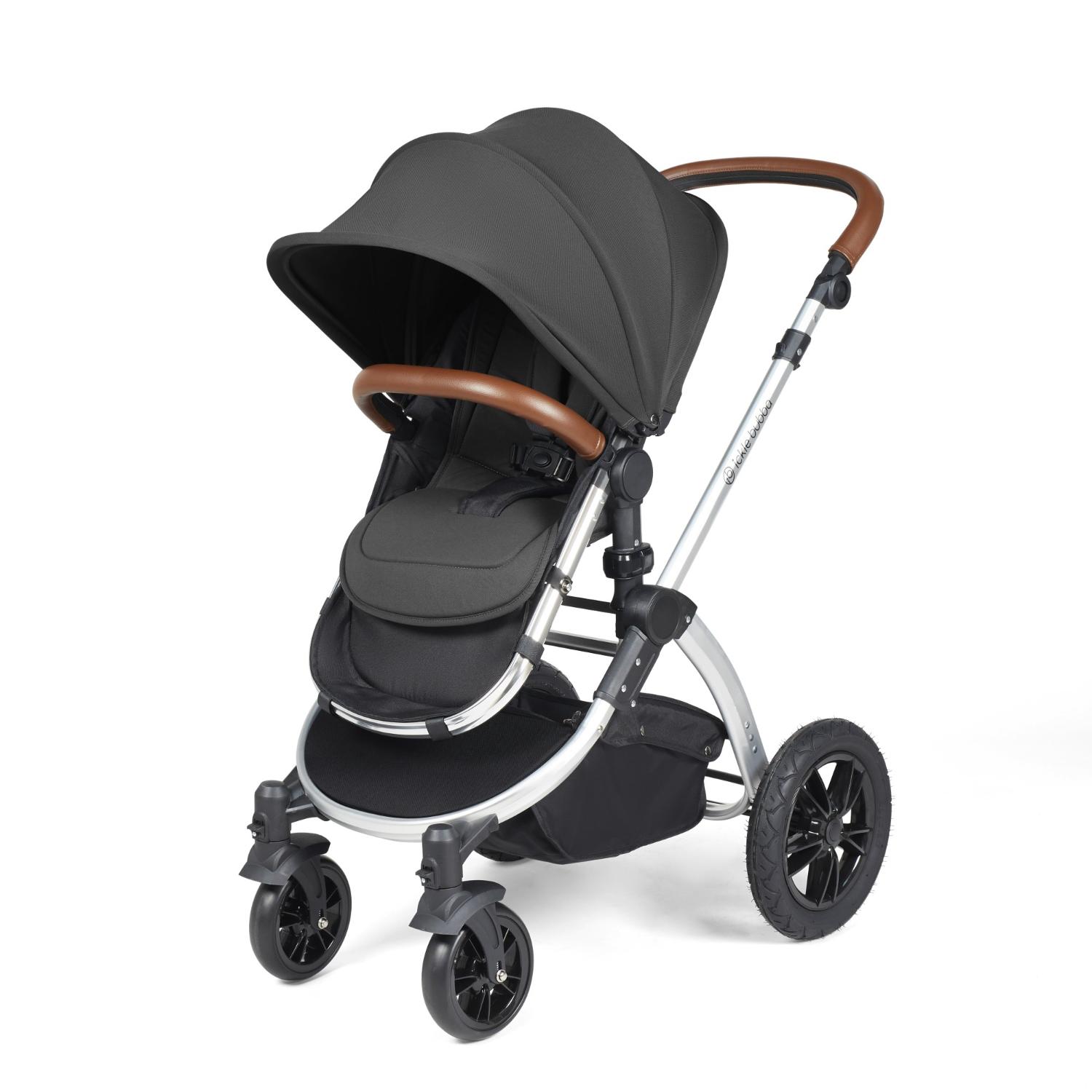 Ickle Bubba Stomp Luxe Pushchair with seat unit attached in Charcoal Grey colour