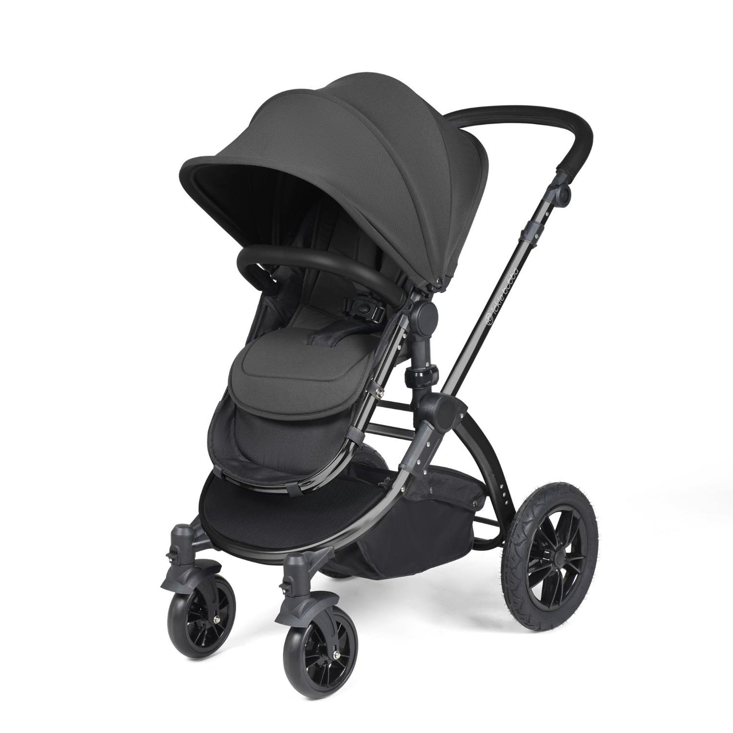 Ickle Bubba Stomp Luxe Pushchair with seat unit attached in Charcoal Grey colour