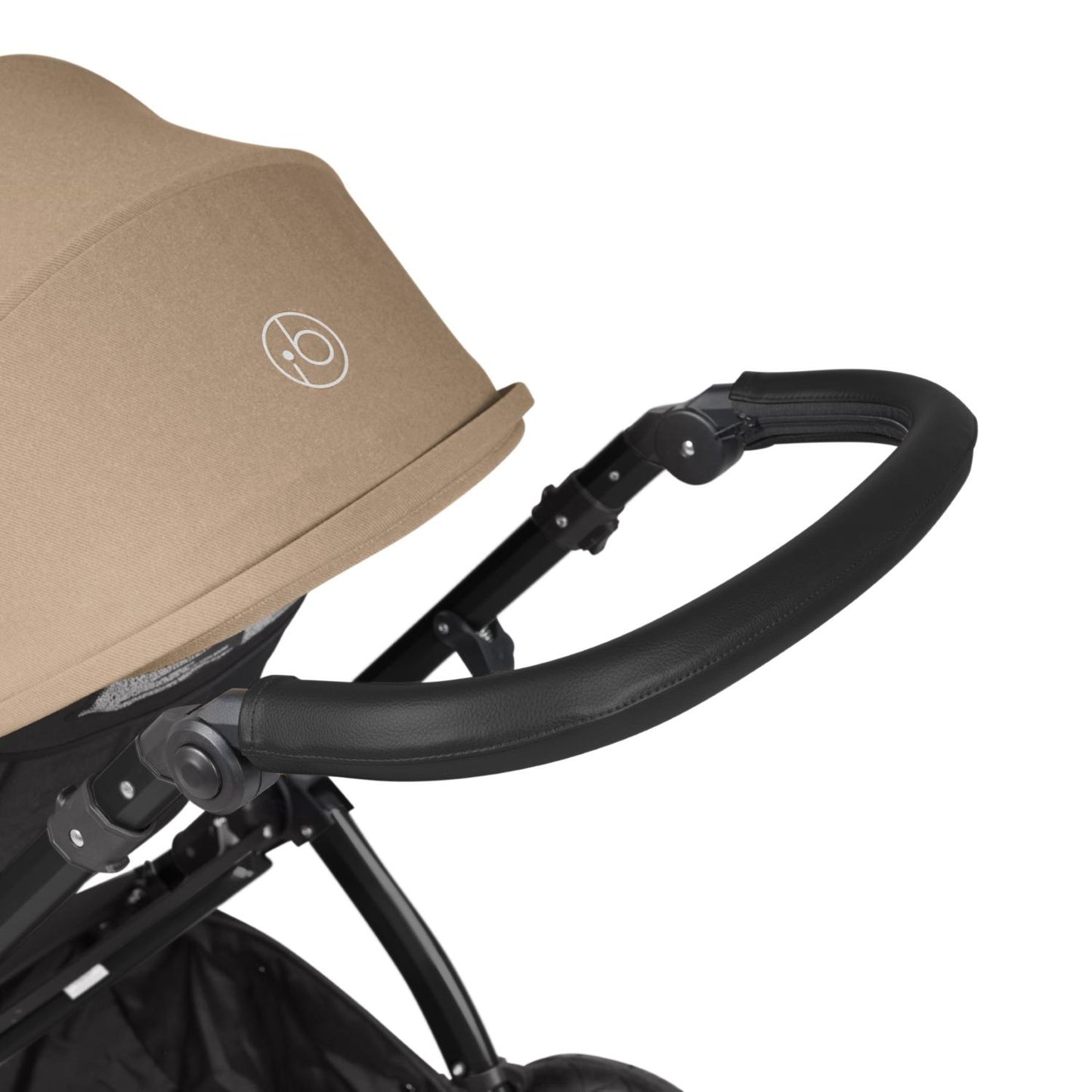 Handlebar detail of Ickle Bubba Stomp Luxe Pushchair in Desert beige colour