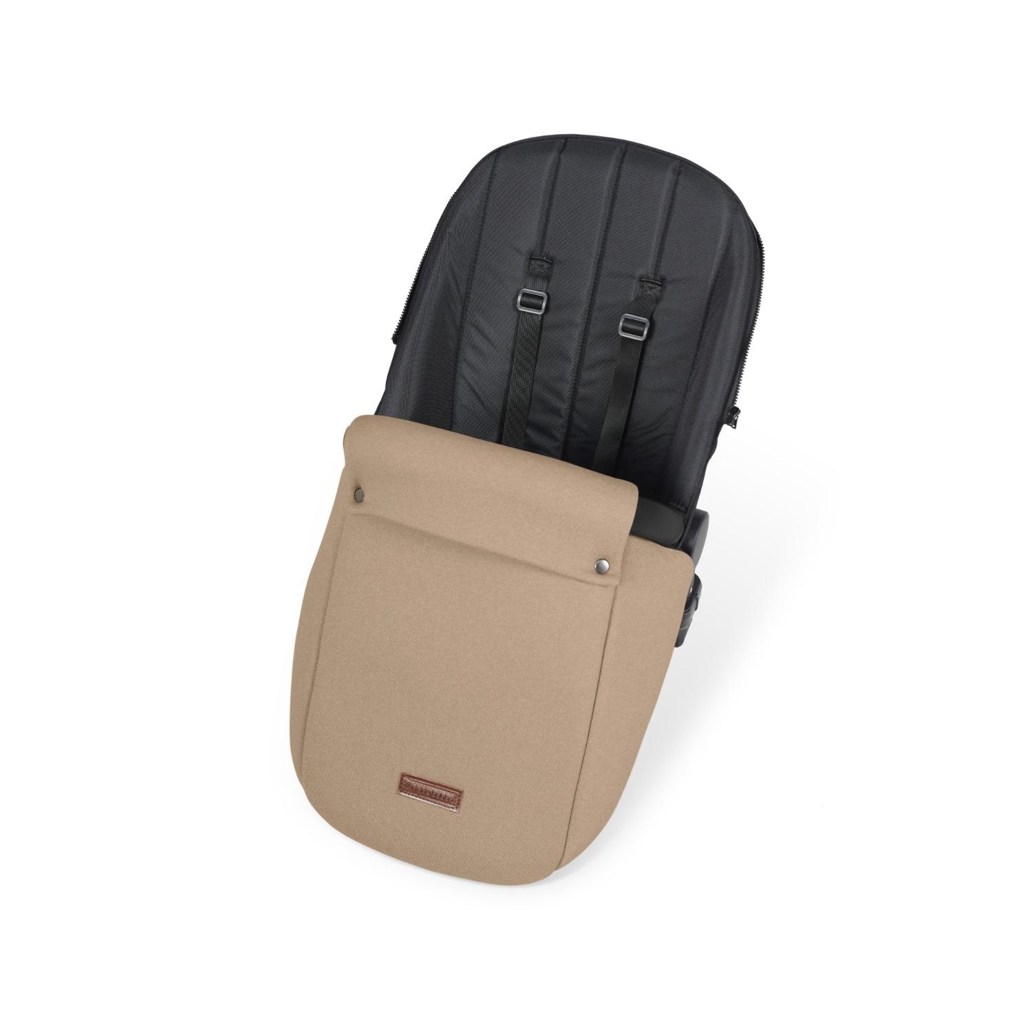 Seat unit with foot warmer included in Ickle Bubba Stomp Luxe All-in-One Travel System in Desert beige colour