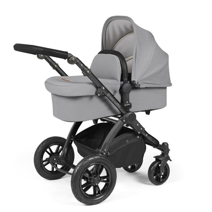 Ickle Bubba Stomp Luxe Pushchair with carrycot attached in Pearl Grey colour
