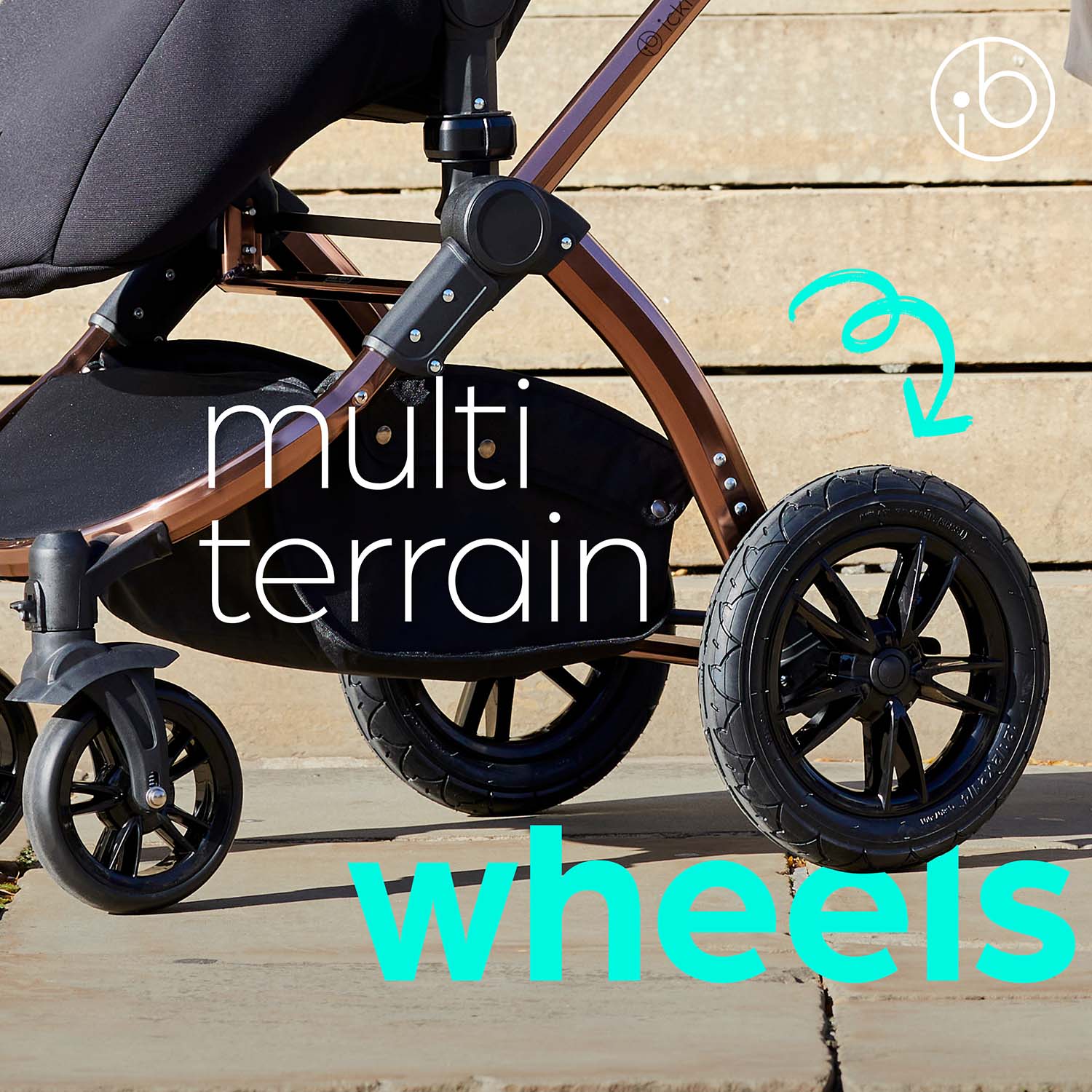 Stroll anywhere with multi-terrain wheels
