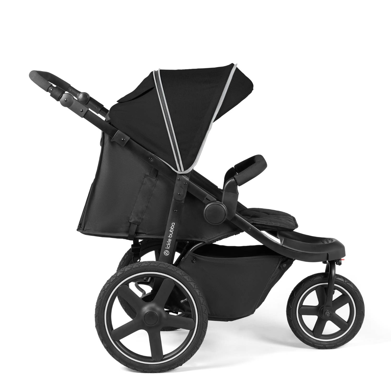 Ickle Bubba Venus Max Jogger Stroller in Black colour with seat unit in reclined position