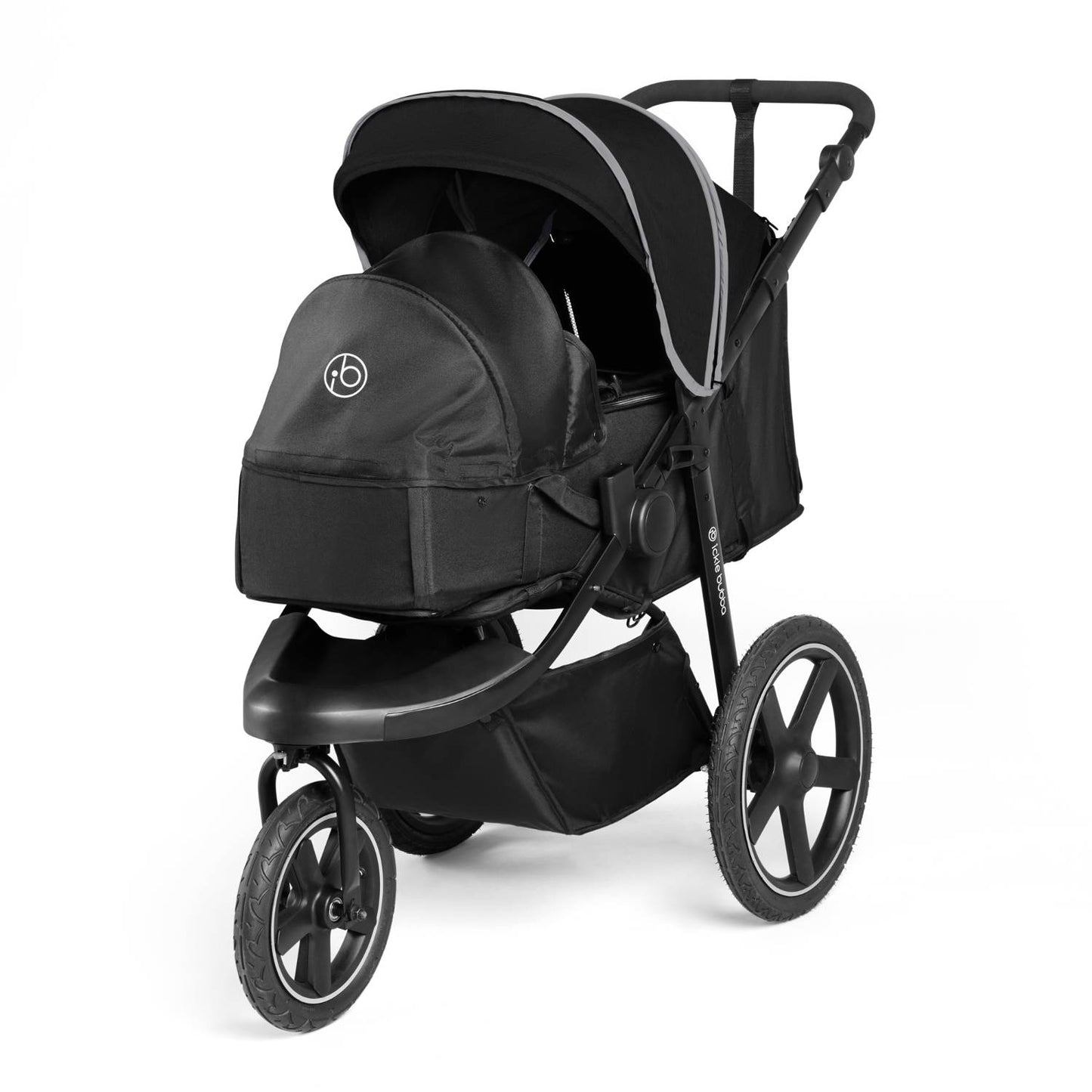 Ickle Bubba Venus Prime Jogger Stroller in Black colour with newborn cocoon