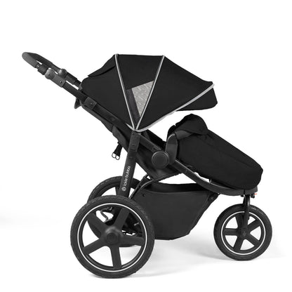 Side view of Ickle Bubba Venus Prime Jogger Stroller in Black colour with foot warmer