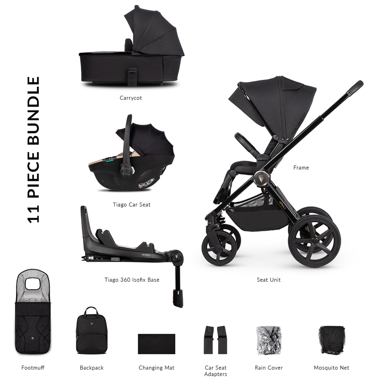 Venicci Upline 2 (3-in-1 Travel System with Tiago Car Seat + 360° Base)