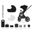 10-piece bundle of Venicci Upline 2-in-1 Pram in All Black colour