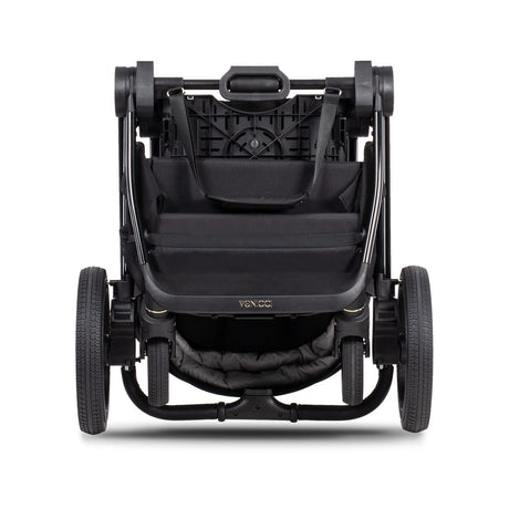 Folded Venicci Upline 2-in-1 Pram in All Black colour