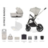 10-piece bundle of Venicci Upline 2-in-1 Pram in Moonstone colour